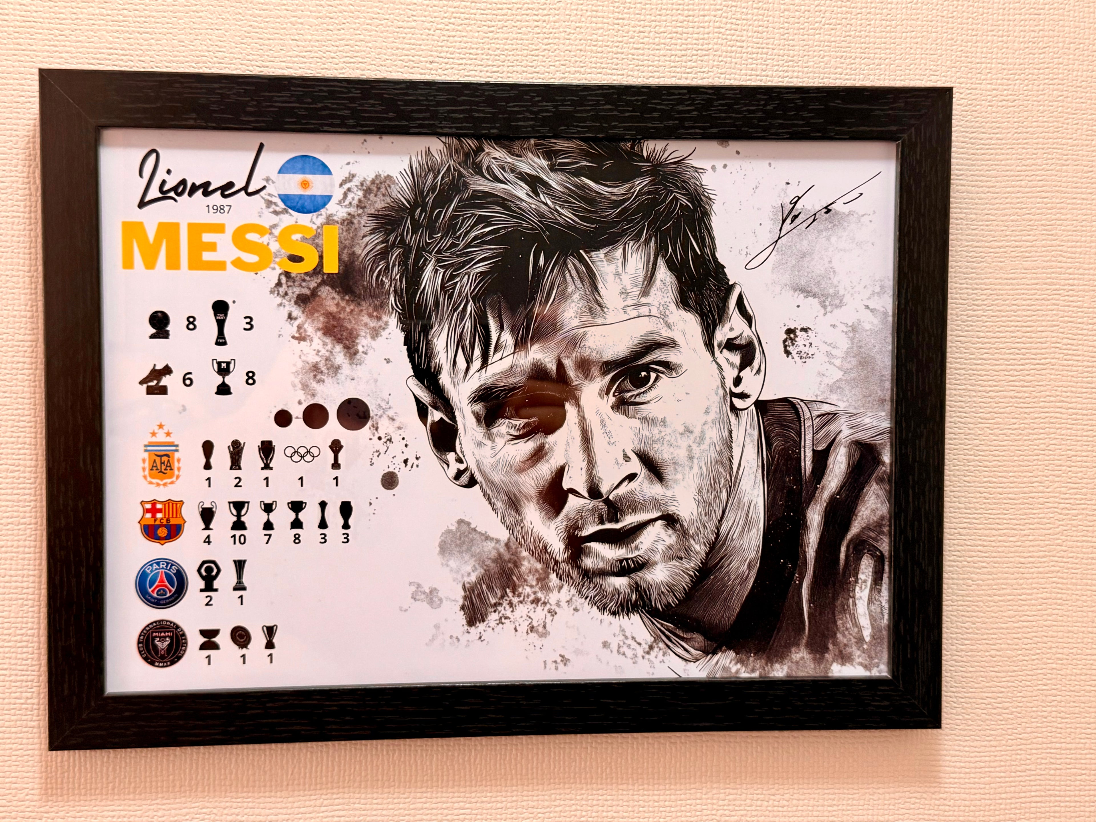 Leo Messi G.O.A.T "Trayectoria Legendaria" 21X30