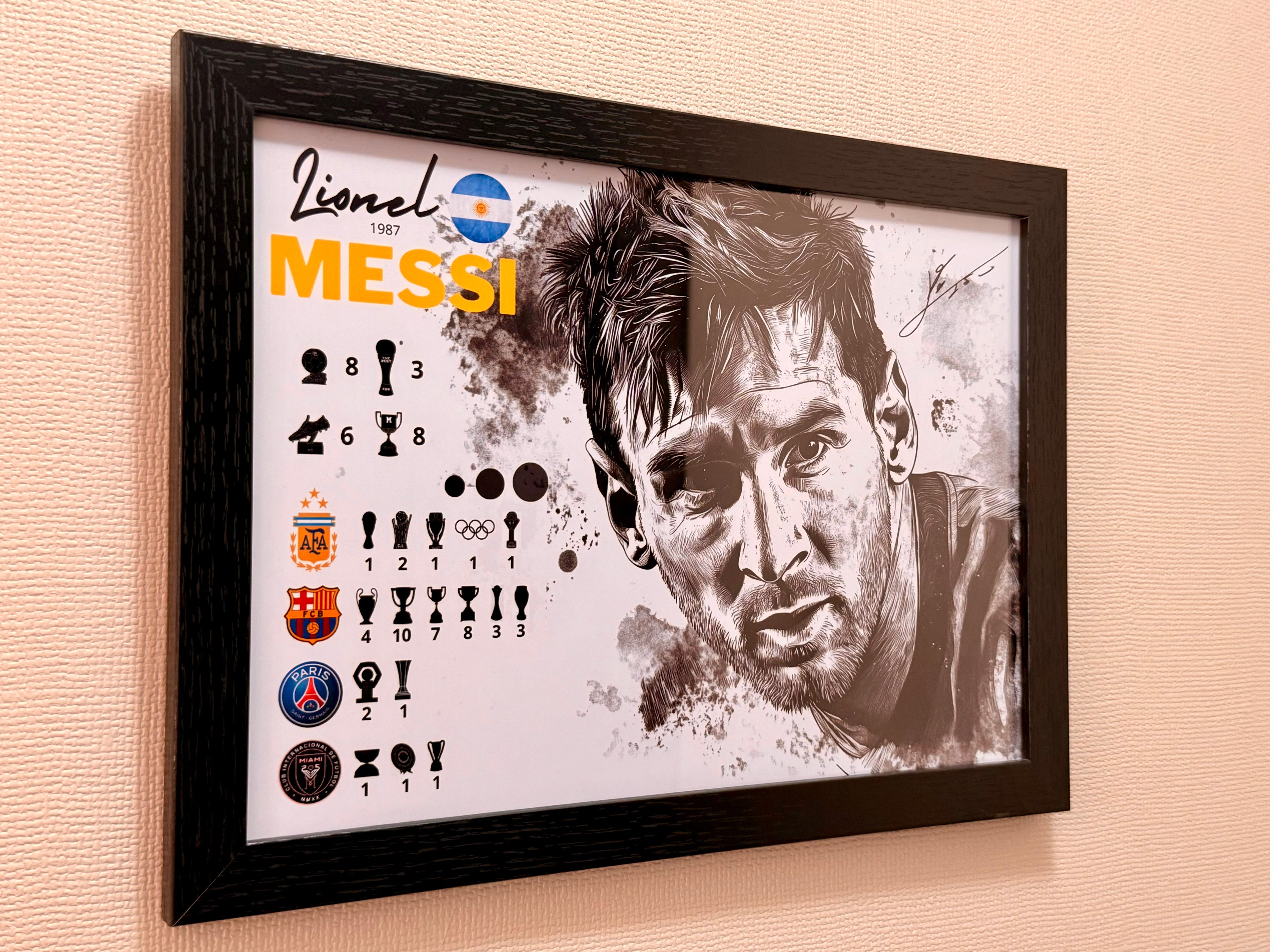 Leo Messi G.O.A.T "Trayectoria Legendaria" 21X30